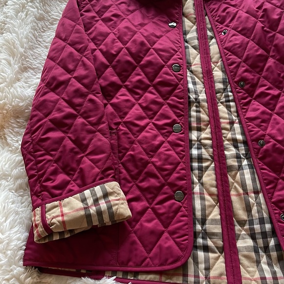 Burberry Magenta Quilted Coat Size Small - Picture 3 of 5